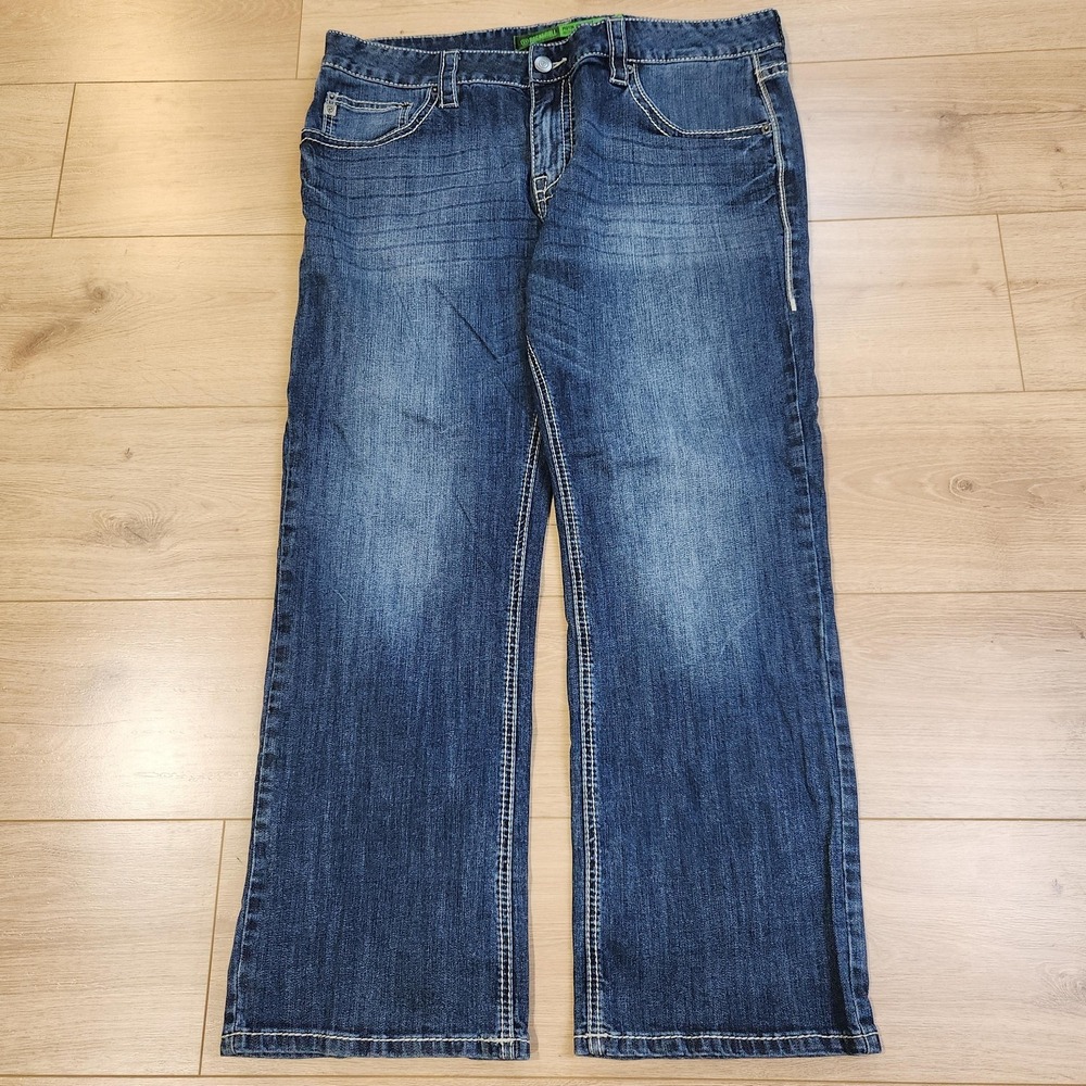 Rock & Roll Denim Pistol Straight Jeans Mens 38x32 Blue Medium Wash Stretch